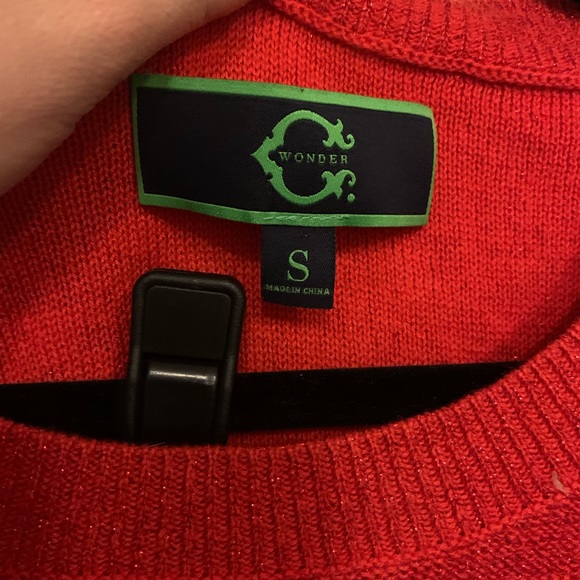 C. wonder red sparkly sweater short sleeve top - Picture 3 of 3